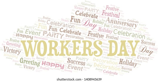 Workers Day Word Cloud. Wordcloud Made With Text.
