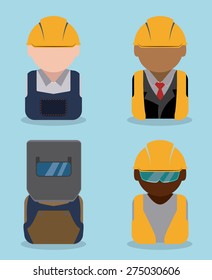 Workers design over blue background, vector illustration.