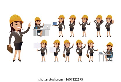 Workers with different poses. vector