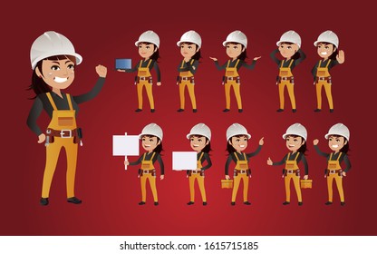 Workers with different poses. vector