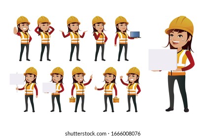 Workers with different poses. vector