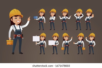 Workers with different poses. vector