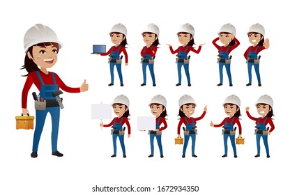 Workers with different poses. vector