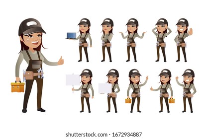 Workers with different poses. vector