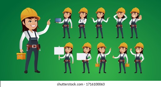 Workers with different poses. vector