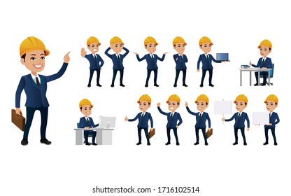 Workers with different poses. vector