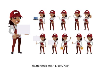 Workers with different poses. vector