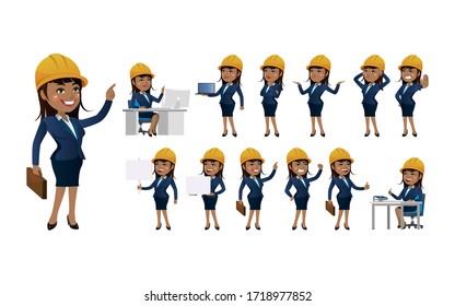 Workers with different poses. vector