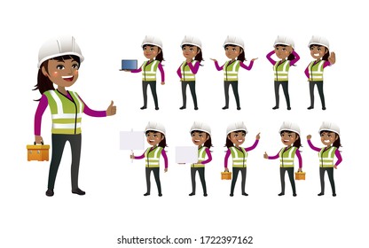 Workers with different poses. vector