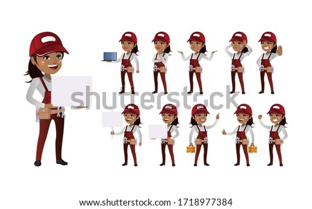 Workers with different poses. vector