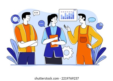 Los trabajadores discuten su proyecto futuro