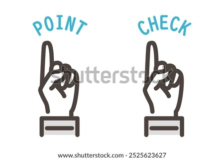 Worker's hand with check and point letters [Vector illustration]