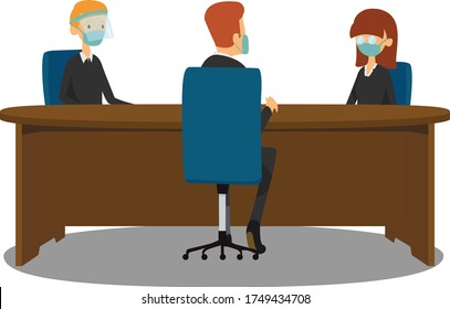 Workers are having meeting at office while in heavy pandemic