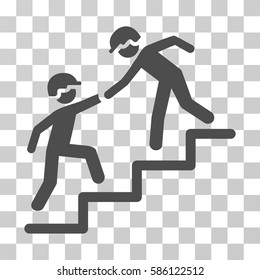Workers Help vector pictograph. Illustration style is flat iconic gray symbol on a transparent background.