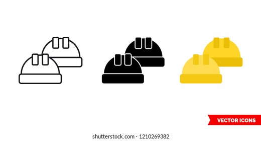 Workers icon of 3 types: color, black and white, outline. Isolated vector sign symbol.