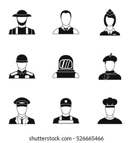 Workers icons set. Simple illustration of 9 workers vector icons for web