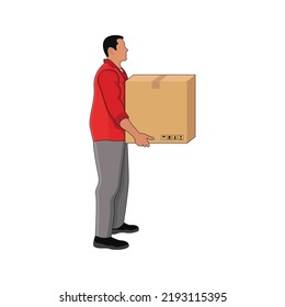 workers lifting cardboard vector graphics