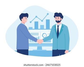 workers make agreements about business trending concept flat illustration