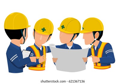 Workers are meeting together on transparent background
