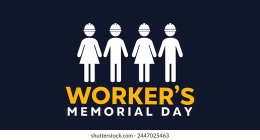 Workers Memorial Day. People icon. Great for cards, banners, posters, social media and more. Dark blue background. 