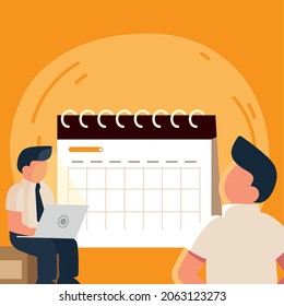 workers men planning in the calendar