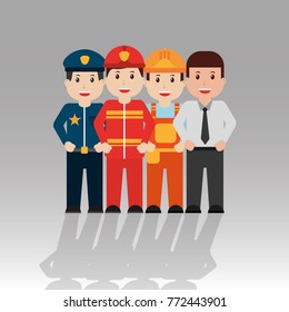 workers people group men occupation set