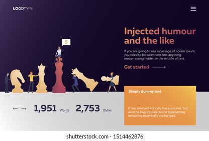 Workers playing chess. Chessman, money, bargain. Efficiency concept. Vector illustration can be used for topics like business, work, time management