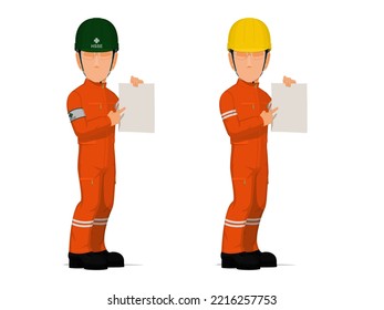 workers are pointing to the empty paper on white background