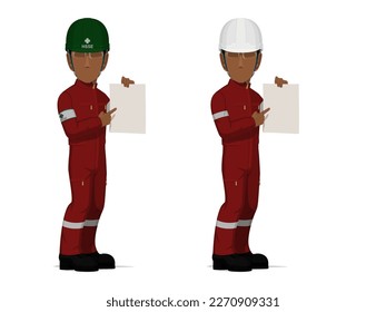 workers are pointing to the empty paper on white background