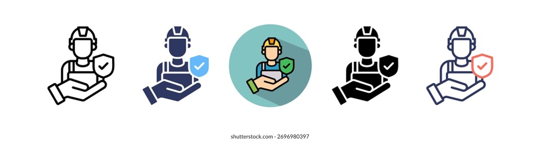 Ilustração de vetor múltiplo do ícone de proteção de trabalhadores