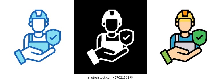 Icono de protección de los trabajadores tripplestyle Ilustración vectorial