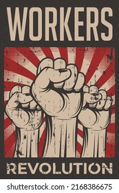 Workers Revolution Retro Rustic Poster Stock Vector (royalty Free 