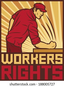 workers rights poster - fist hit of the table (design for labor day)