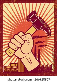 WORKERS RIGHTS poster illustration vector