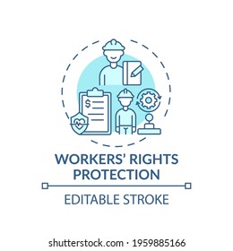 Workers Rights Protection Concept Icon. Legal Services Types. Give Chance To Choose Money Earning Way Idea Thin Line Illustration. Vector Isolated Outline RGB Color Drawing. Editable Stroke