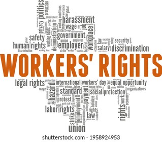 Workers' rights vector illustration word cloud isolated on a white background.