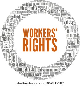 Workers' rights vector illustration word cloud isolated on a white background.