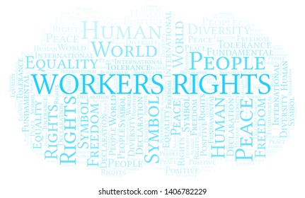 Workers Rights word cloud. Wordcloud made with text only.