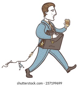 workers run away from the office, color version