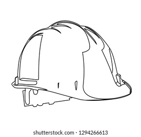 workers safety helmet contour vector illustration