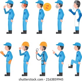 Equipo protector de seguridad del trabajador con conjunto de ilustraciones