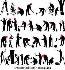 Workers silhouettes collection - vector 