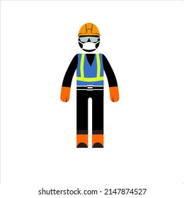 Workers with standard safety equipment. International work safety day