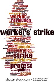 Workers strike word cloud concept. Vector illustration