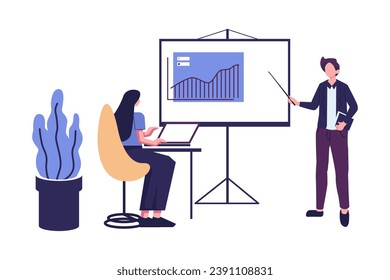 workers are thinking and discussing over an idea, brain stroming flat vector illustration
