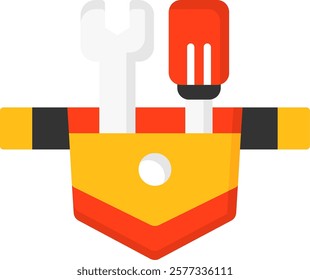 Workers Toolbelt Flat Style Icon Design