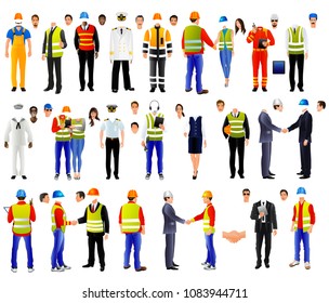 Workers uniforms set, isolated on white. Vector illustration