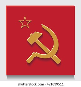 Workers unite hammer and sickle as art object.Vector illustration.