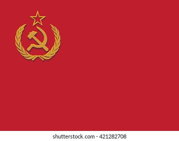 Workers unite hammer and sickle in laurel wreath.Vector illustration.