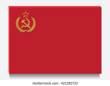 Workers unite hammer and sickle in laurel wreath as art object.Vector illustration.